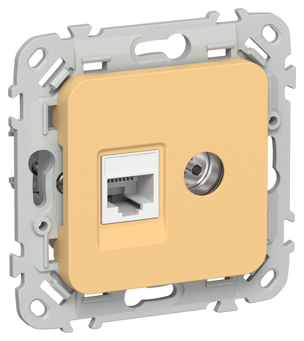 FLITE Розетка 2-местная RJ45/TV категория 5Е UTP РКТВ5е-2-0-ФлЗ золотарник IEK