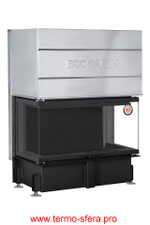 Каминная топка Экокамин ДЕЛЬТА 1000 KB три стекла черный шамот