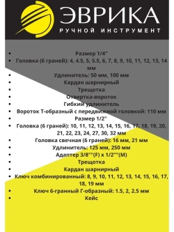 Набор инструментов с ключами, головками и трещотками 61 пр.