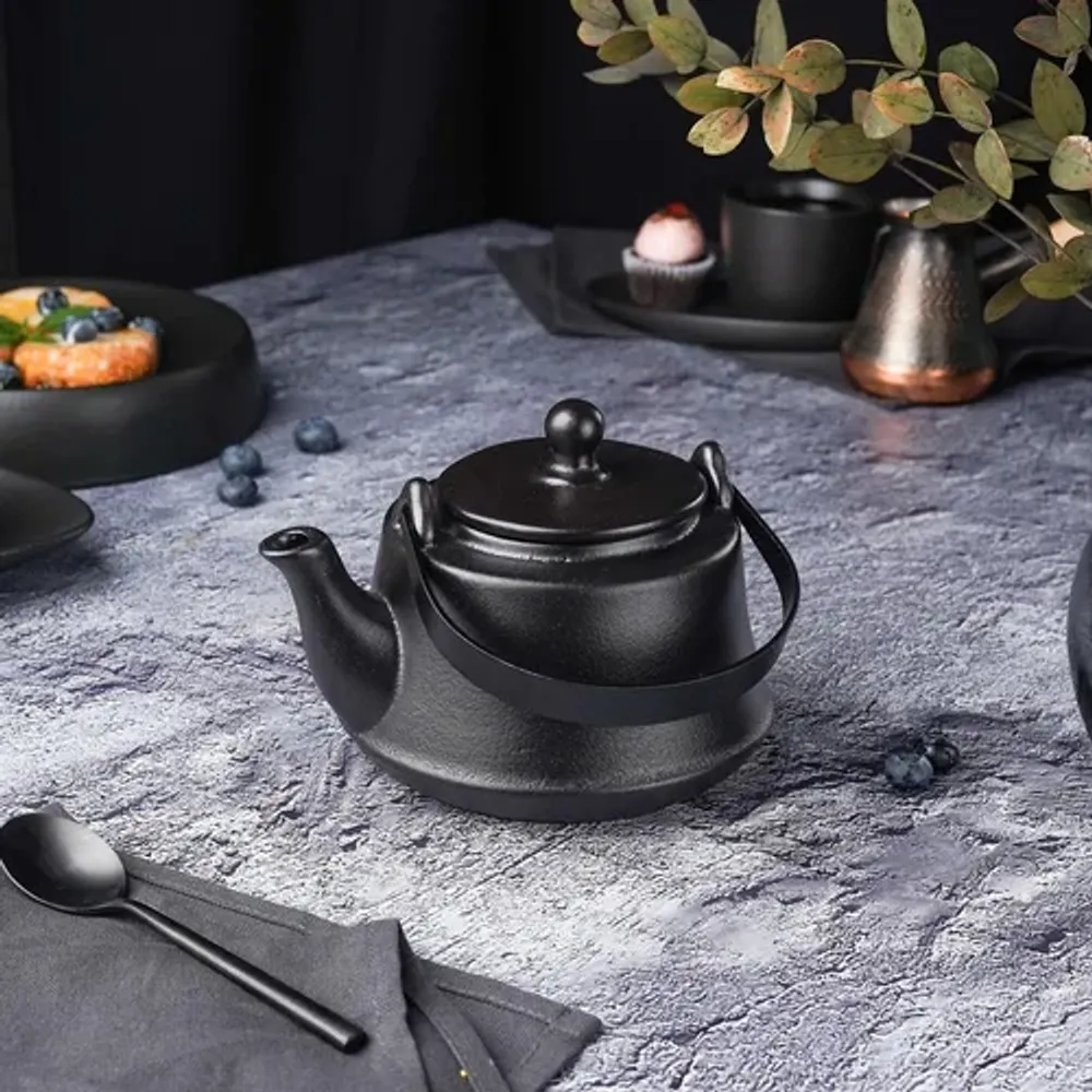 Чайник 600 мл d 14 см h8,5 см с ситом Smooth Black Raw Stellar P.L. Proff Cuisine [1]