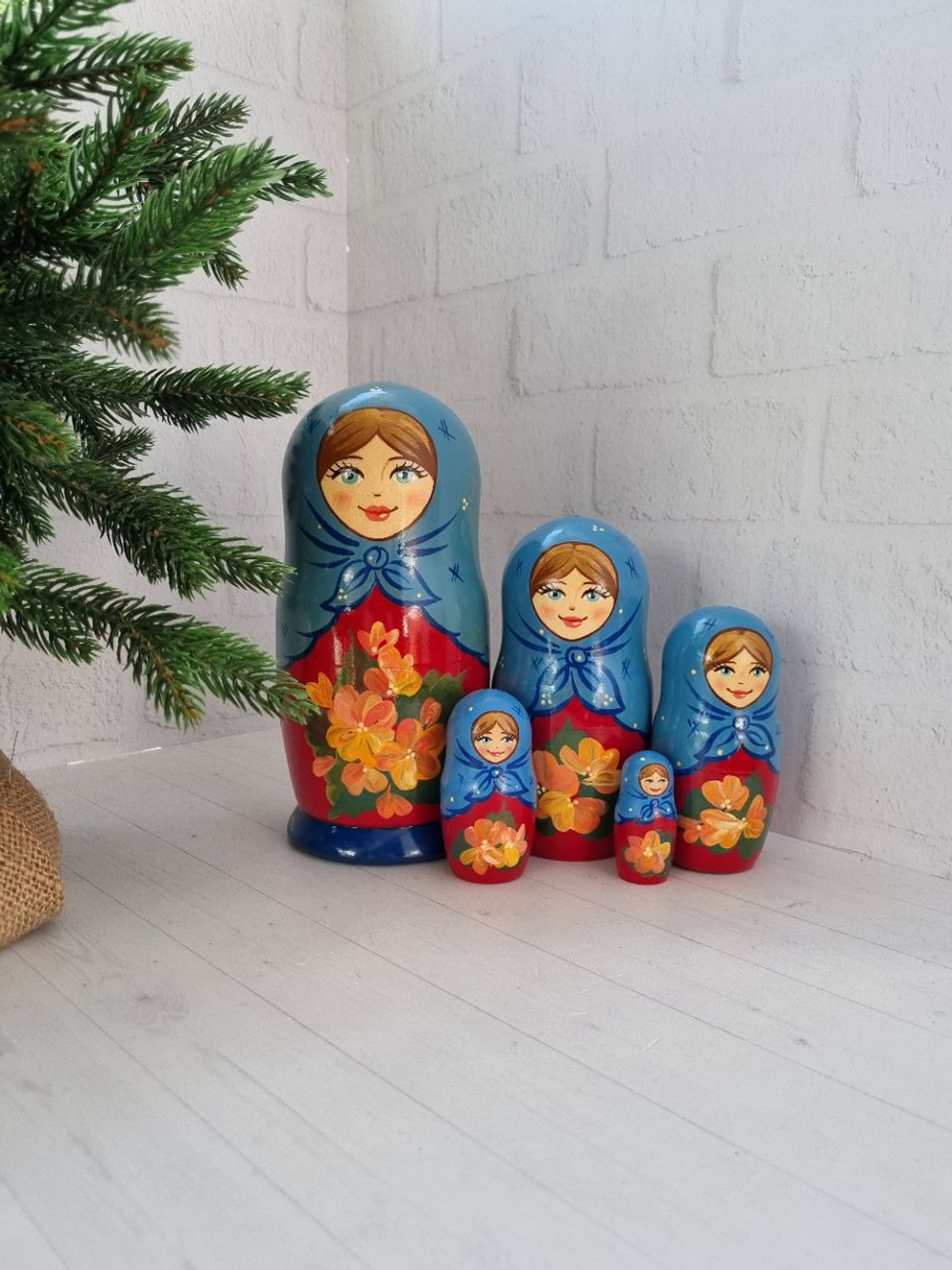 Матрешка 5 мест 18см высота цветочная