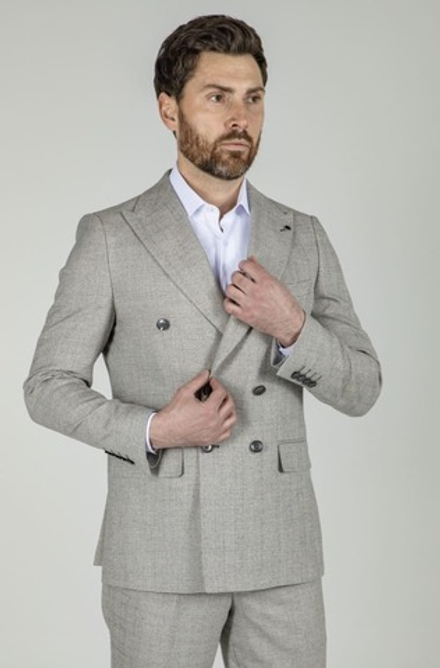 Двубортный костюм мужской (светло-серый) С9