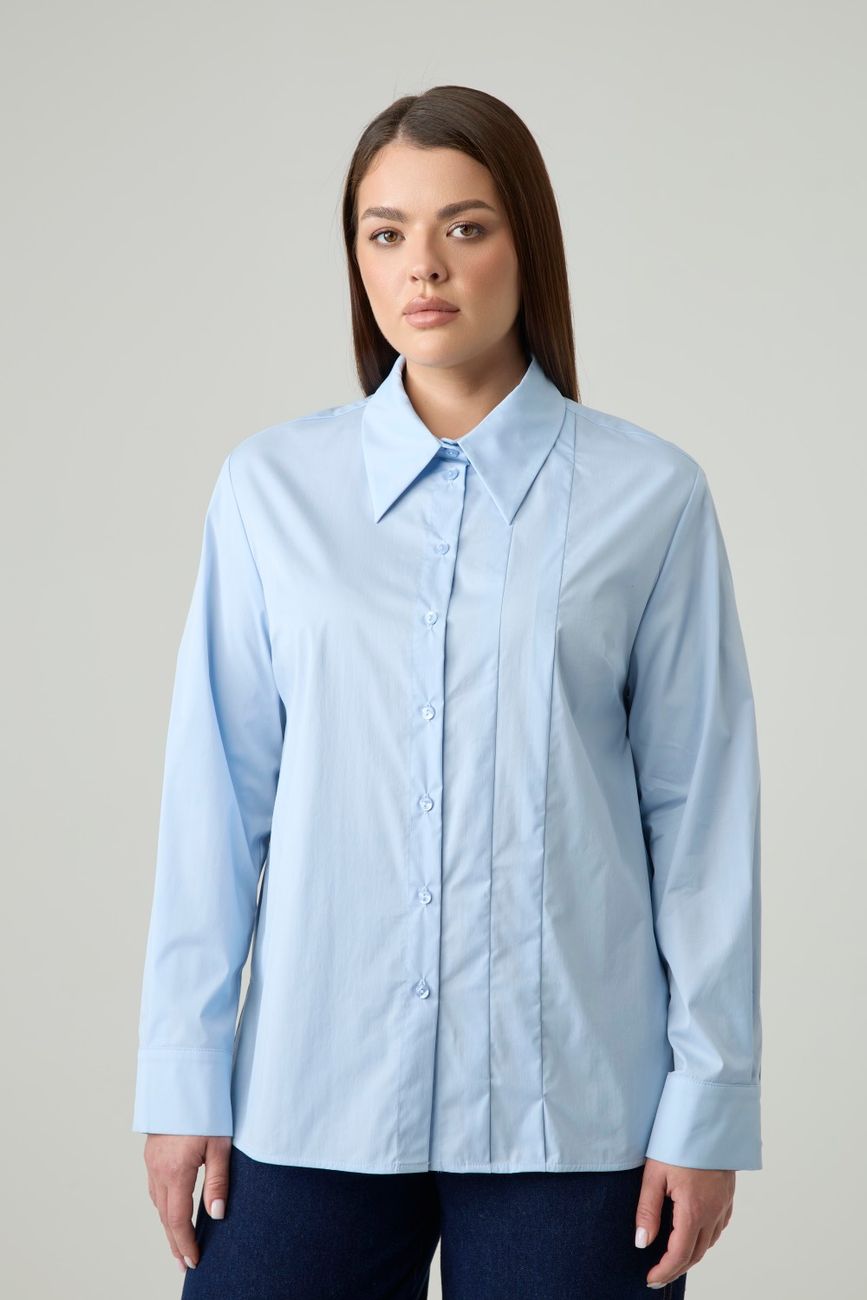 Рубашка со складками, голубая