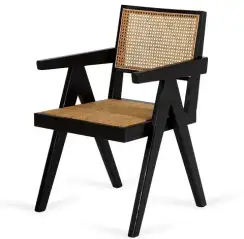 Стул Cane, черный, светлый ротанг