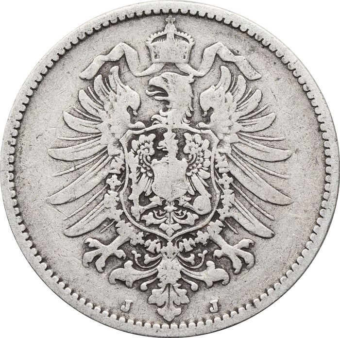 1 марка 1875 Германская Империя "J" VF