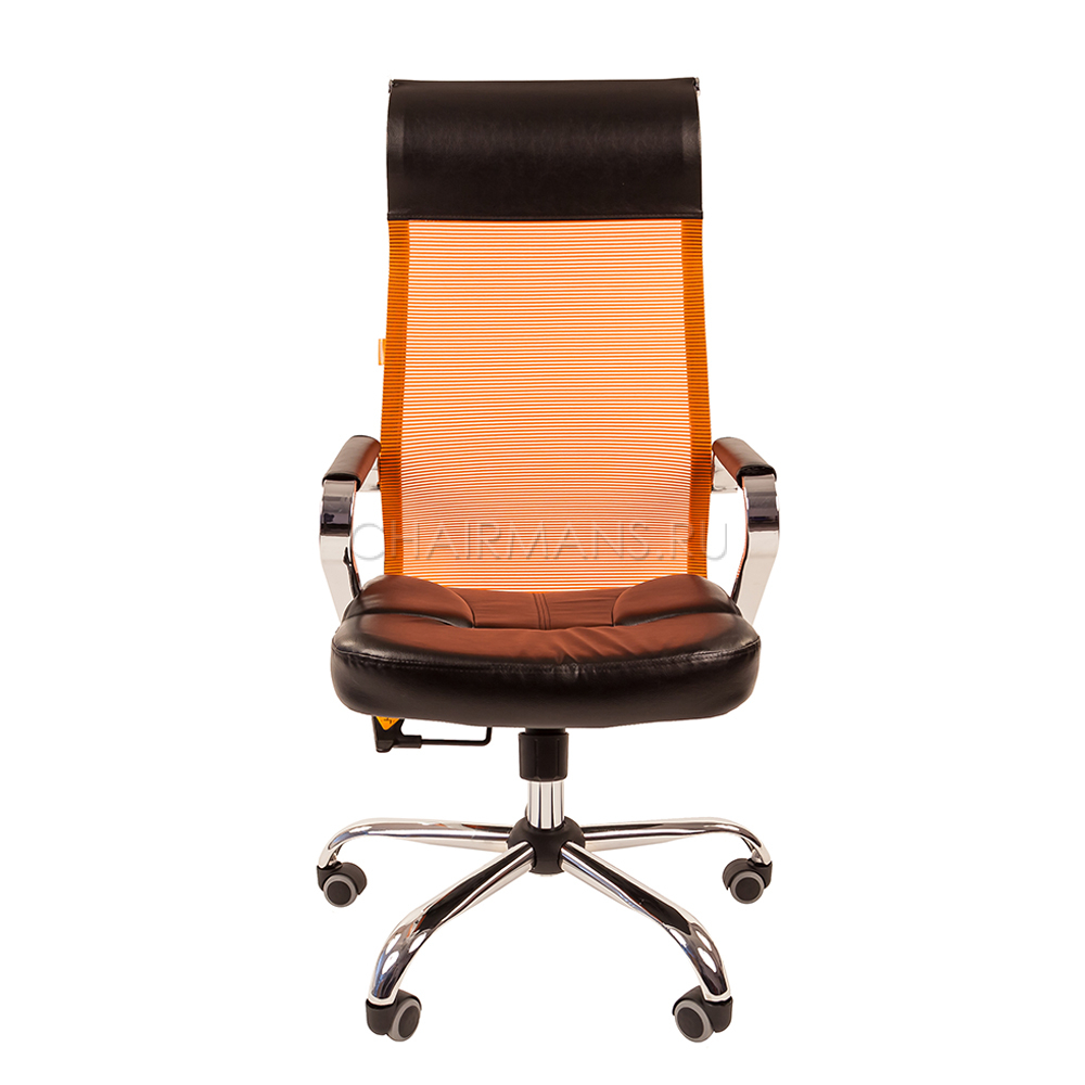 Кресло руководителя Chairman 700 сетка/экопремиум оранжевый/черный