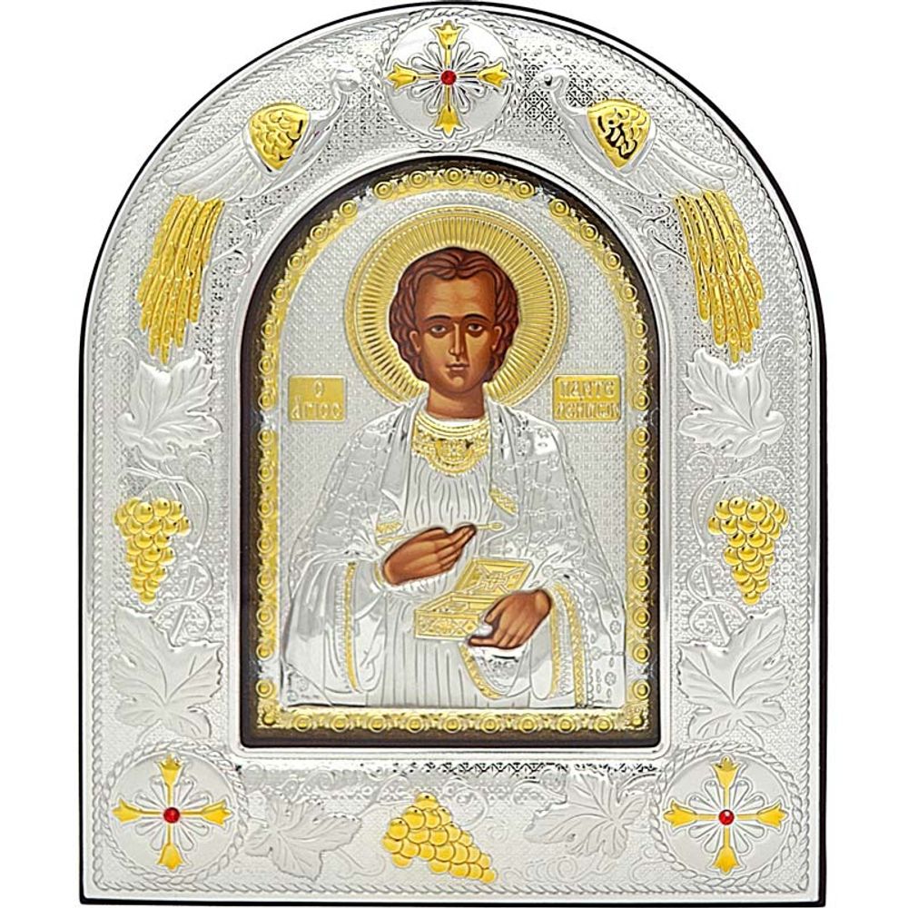 Пантелеймон Целитель. Икона в серебряном окладе.