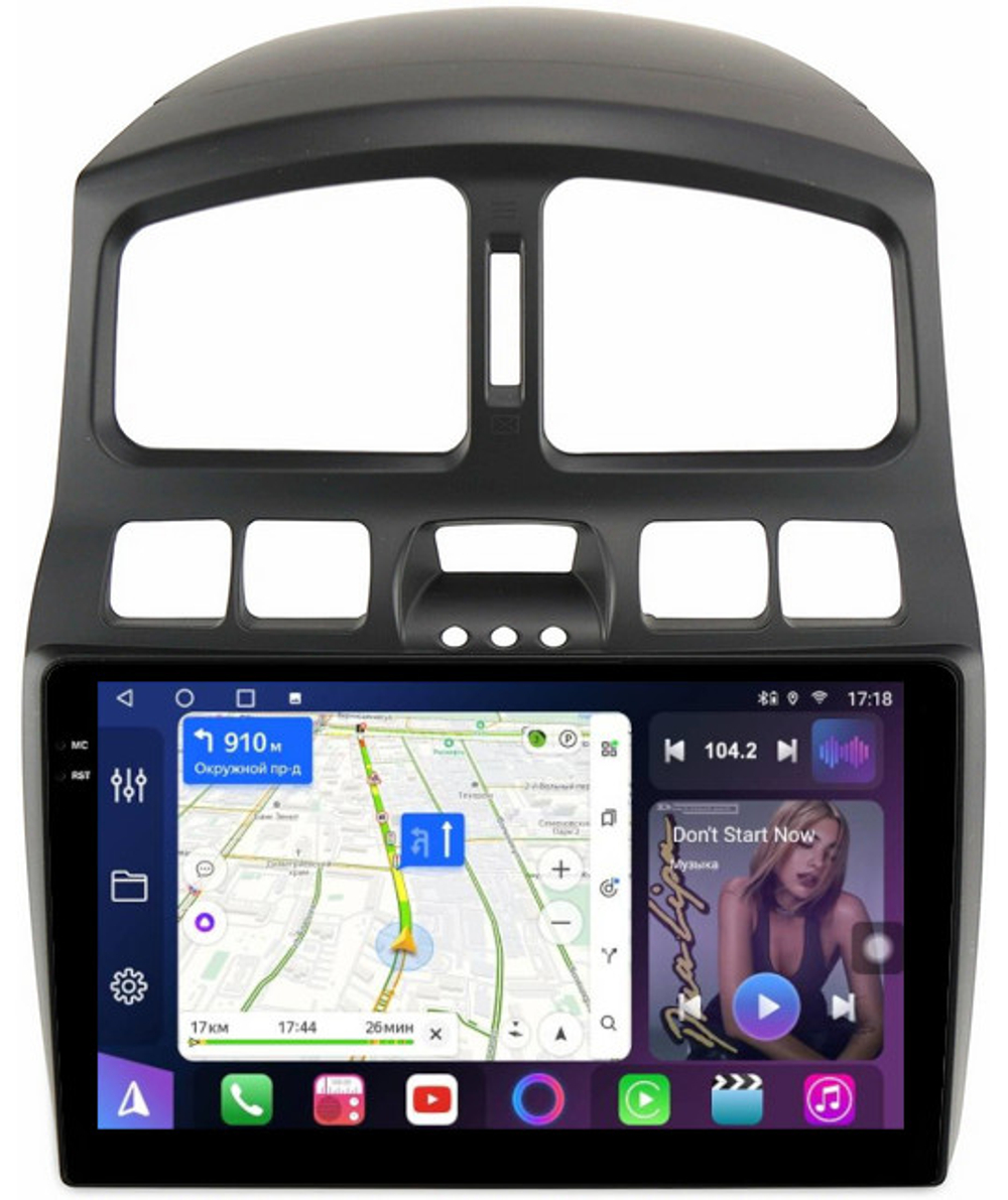 Магнитола для Hyundai Santa Fe 2000-2013 - FarCar BM3048M монитор 9.5" QLED на Android 14, TS10, 4+32Гб, CarPlay, 4G SIM-слот