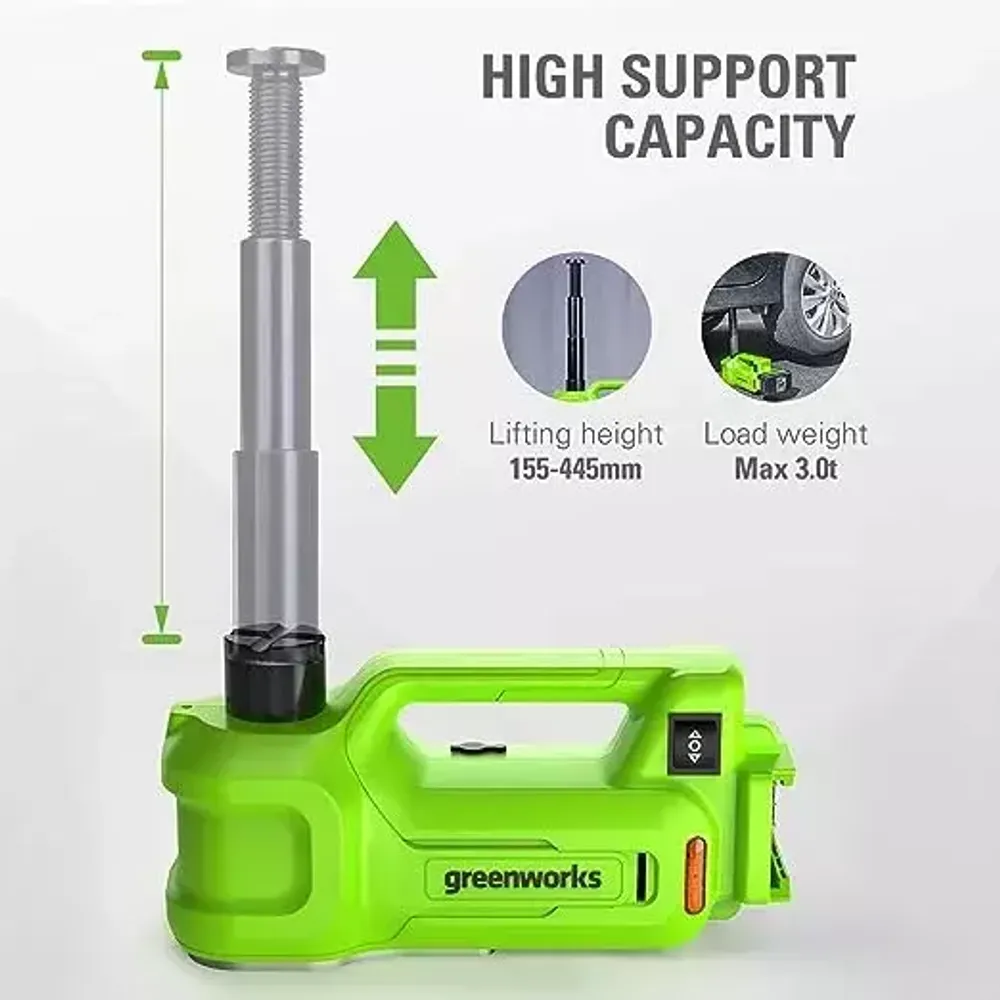 Домкрат автомобильный гидравлический аккумуляторный Greenworks Арт. 3401407, 24V, без АКБ и ЗУ в сумке