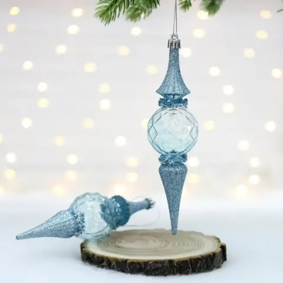 Елочные игрушки «Искры» 5*5*19 см (набор 2 шт), Голубой