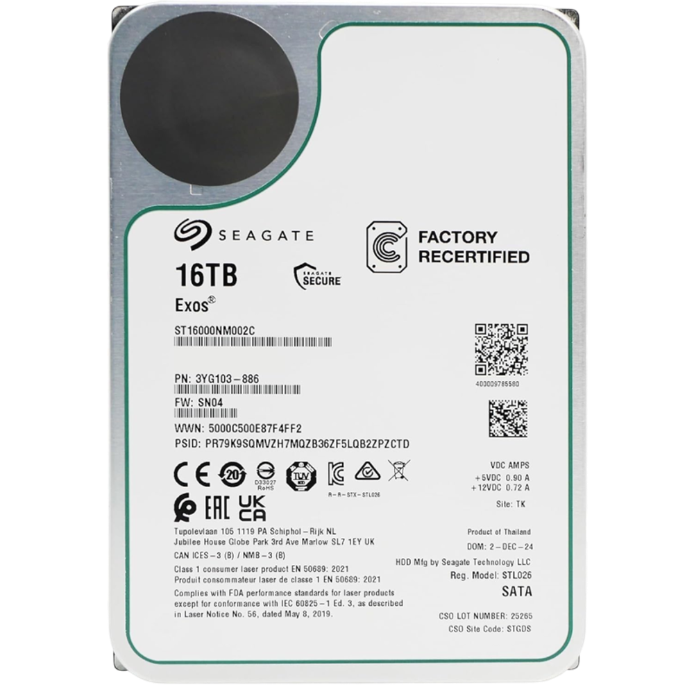 Серверный жесткий диск HDD Seagate Exos 16TB SAS 7.2K 3.5" ST16000NM002C