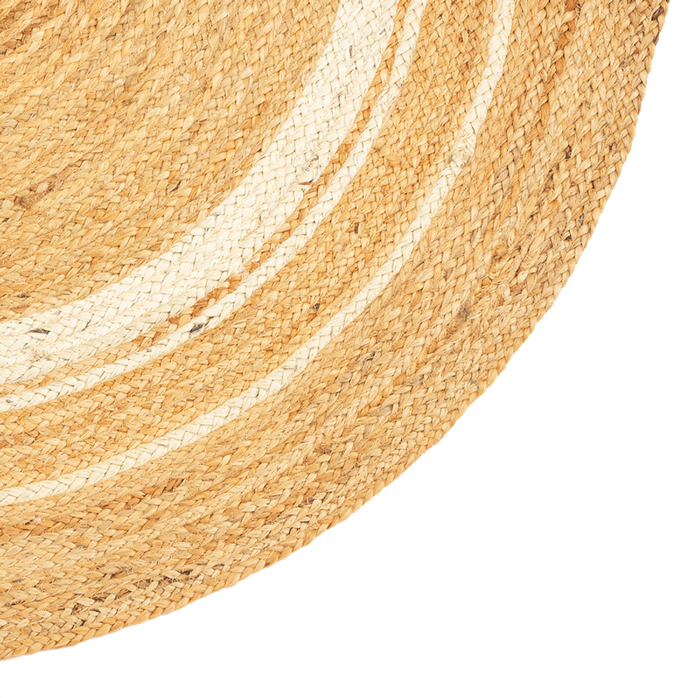 Ковер из джута круглый с вставками белого цвета из коллекции ethnic, 90см