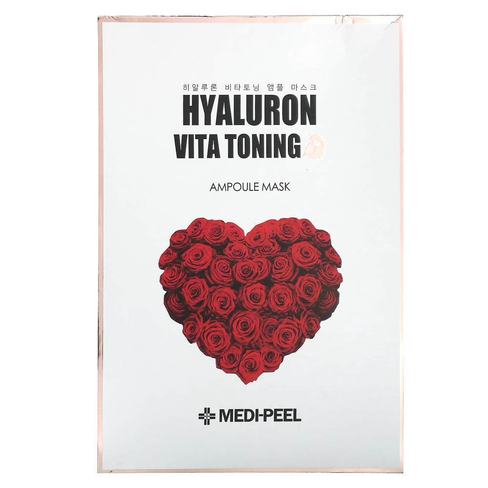 Medi-Peel, Hyaluron Vita, тонизирующая ампульная маска, 10 листовых масок, 30 мл (1,01 жидк. унц.)