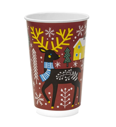 Стакан бумажный 2 сл 400 мл d=90 мм Зимняя сказка для горячего
