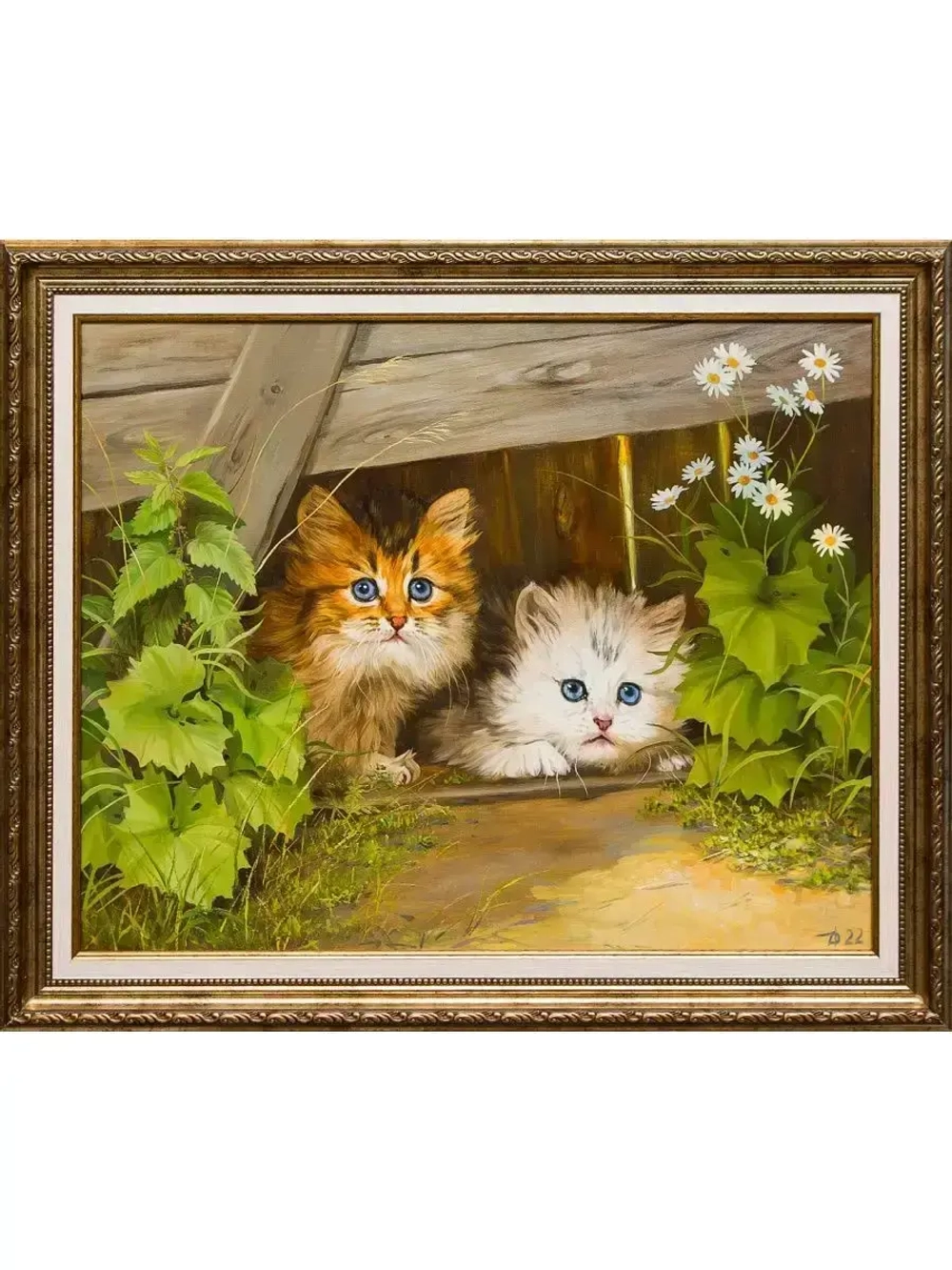 Картина маслом "Котята" Дельцов