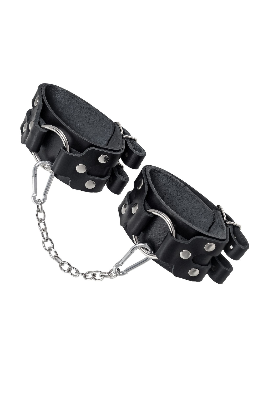 Черные кожаные оковы с двумя ремешками (Цвет: черный)