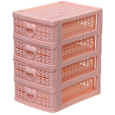 Комод малый «ПАЛЕРМО», цвет пудровая роза, 4 отделения, 13*9*15см