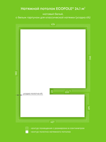 Натяжные потолки 24.1 м2, 16.5 м2, 8.7 м2, 3.3 м2