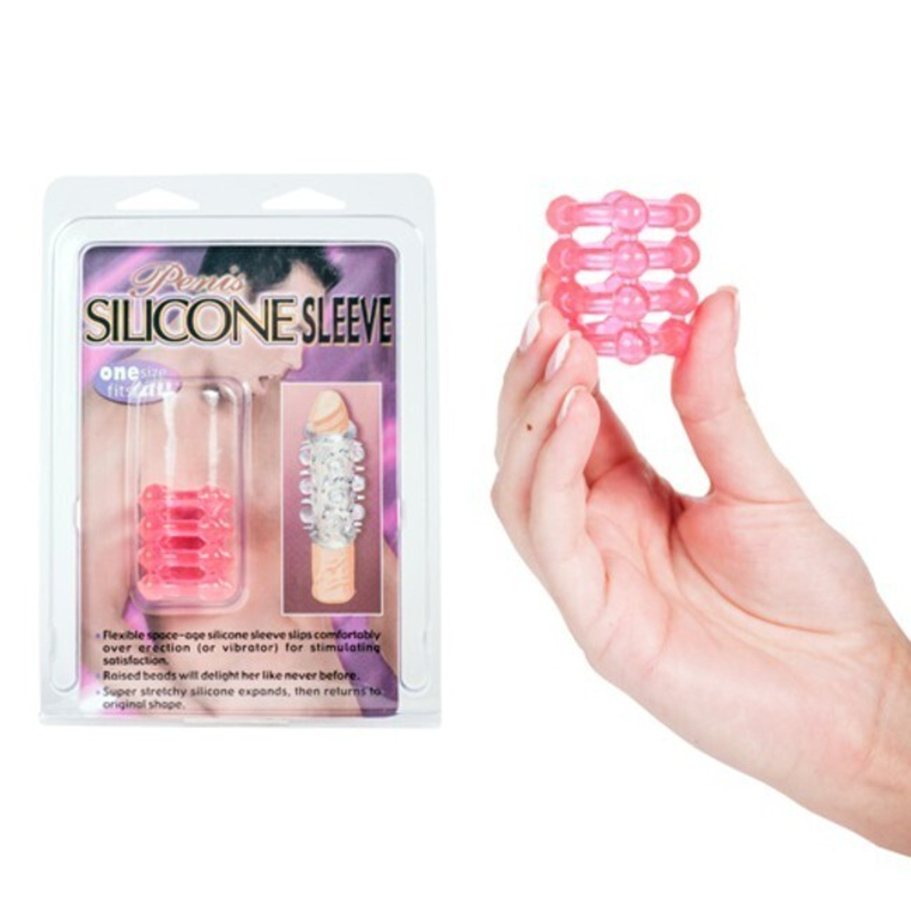 Четырехрядное эрекционное кольцо-насадка Penis Silicone Sleeve (розовый) (Цвет: розовый)