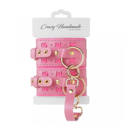 Оковы розовые с надписью SEX, фетр, золото