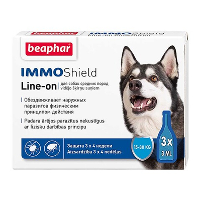 Beaphar капли Immo Shield - от блох, клещей и насекомых для собак средних пород, цена за 1 пипетку (в упаковке 3шт)