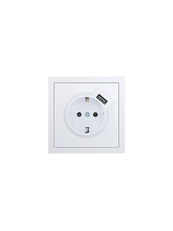 Розетка 1-мест. с/з+USB разъем ZIMA IP20 бел. LEZARD 704-0288-181