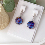 LEFIREL' Серьги серебряные женские "Волшебство ночи" с бусинами из муранского стекла / ювелирные украшения из родированного серебра 925