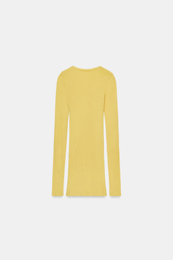 ZARA ФУТБОЛКА SUPIMA® С ДЛИННЫМИ РУКАВАМИ, ЖЕЛТЫЙ