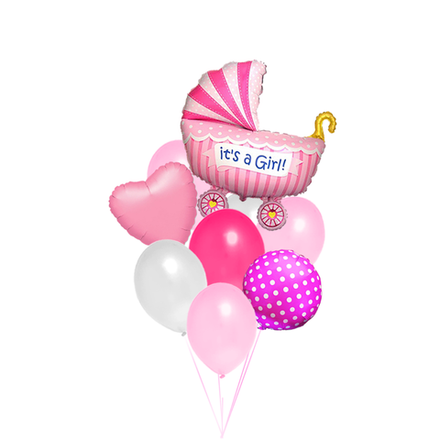 Фонтан коляска розовая