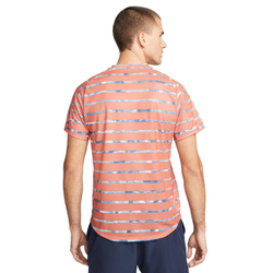 Мужская теннисная футболка Nike Court Dri-Fit Striped Victory Top M - madder root/white