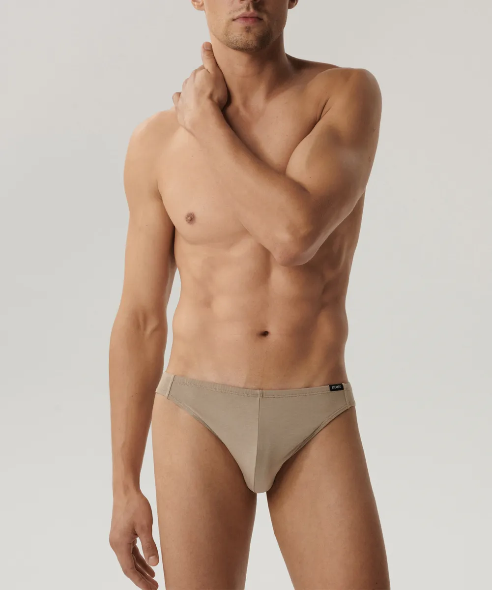 Мужские трусы слипы мини Atlantic, набор из 2 шт., пима хлопок, бежевые, Basic 2BMP-014