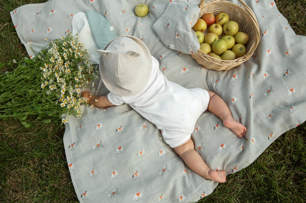 Пелёнки муслиновые BUBA KIDS, 2 шт., Кабардинские лошадки/ сливочный, 75х115