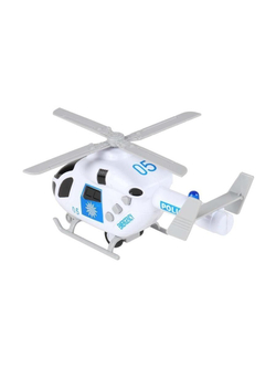 Вертолет AUTODRIVE 20см инерц. на бат. со светом и звуком, белый,  в/к 22,5*10*13,5, ,