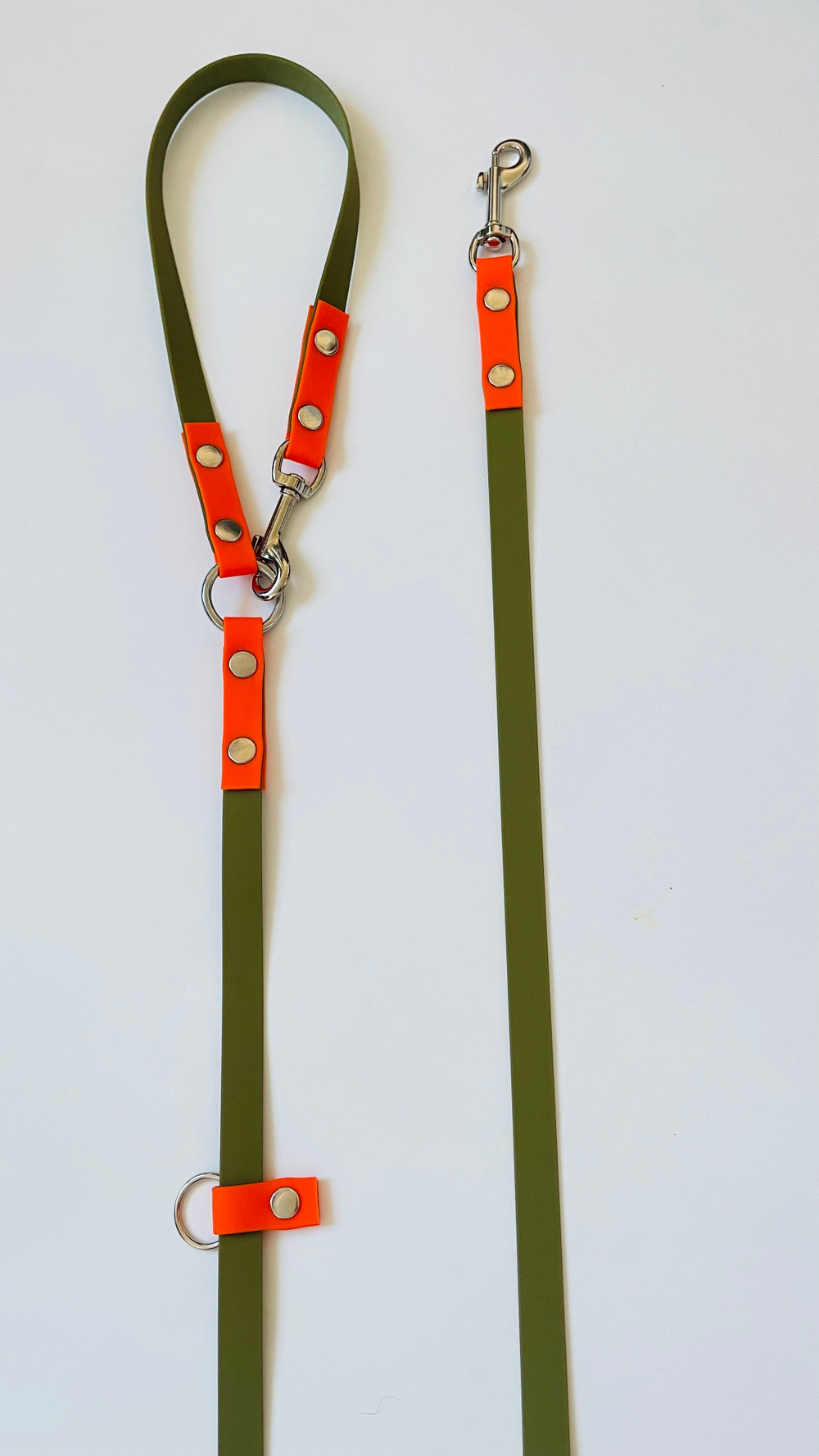 Перестёжка поводок для собак , биотан 3 м , 20 мм. Хаки и оранжевый.