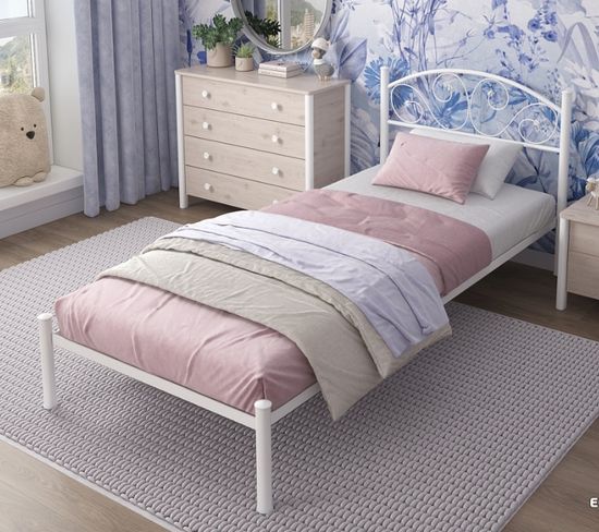 Кровать 0800 РУМБА (Ларго) металл белый глянец