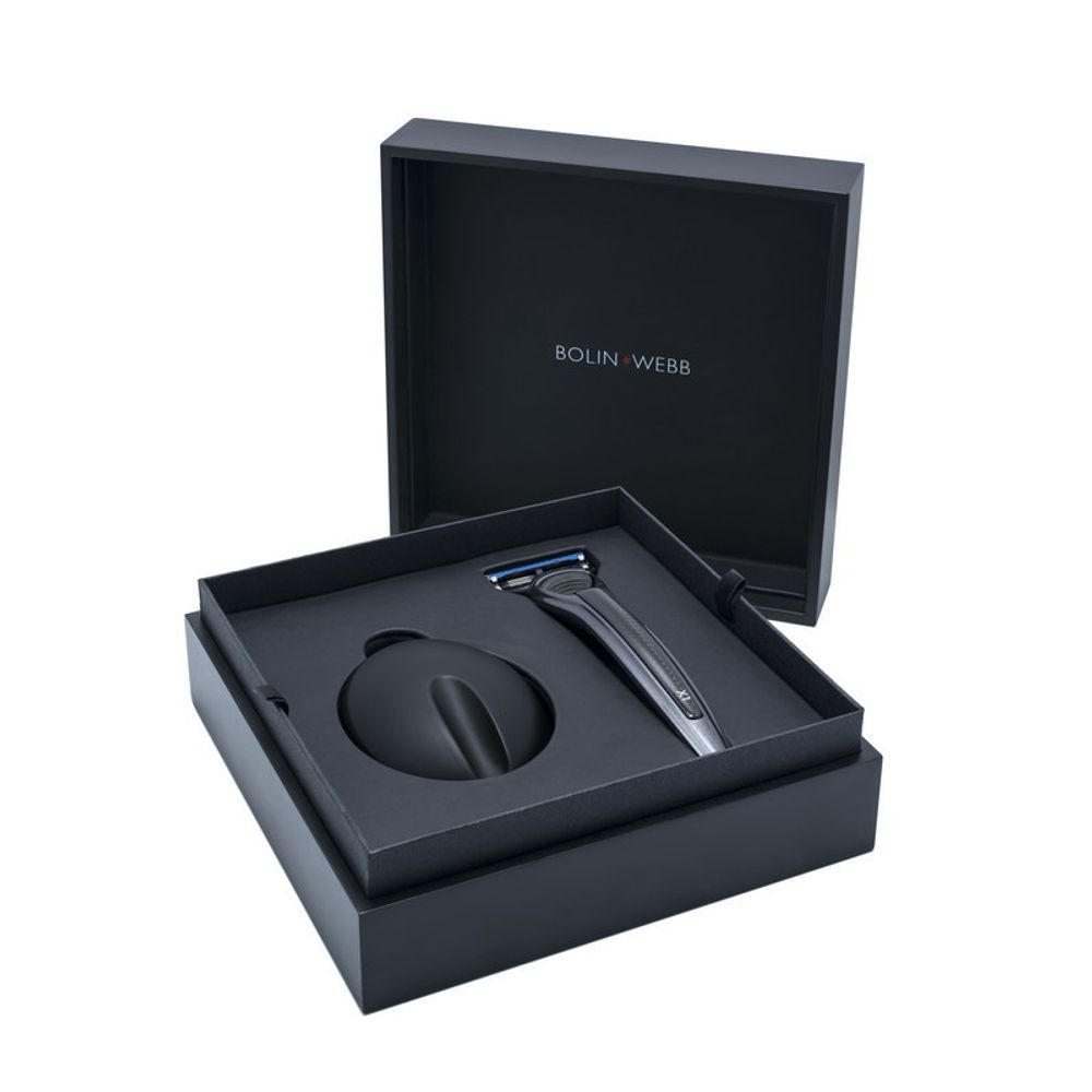 Подарочный набор Bolin Webb X1, бритва X1 карбон, подставка X1 черная (BW GIFTBOX STAND X1 CARBON)