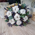 Букет сухоцветов - Ароматный хлопок и эвкалипт 30х30 см