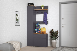 Шкаф-пенал Октава 13.228, Серый графит, Дуб золотой