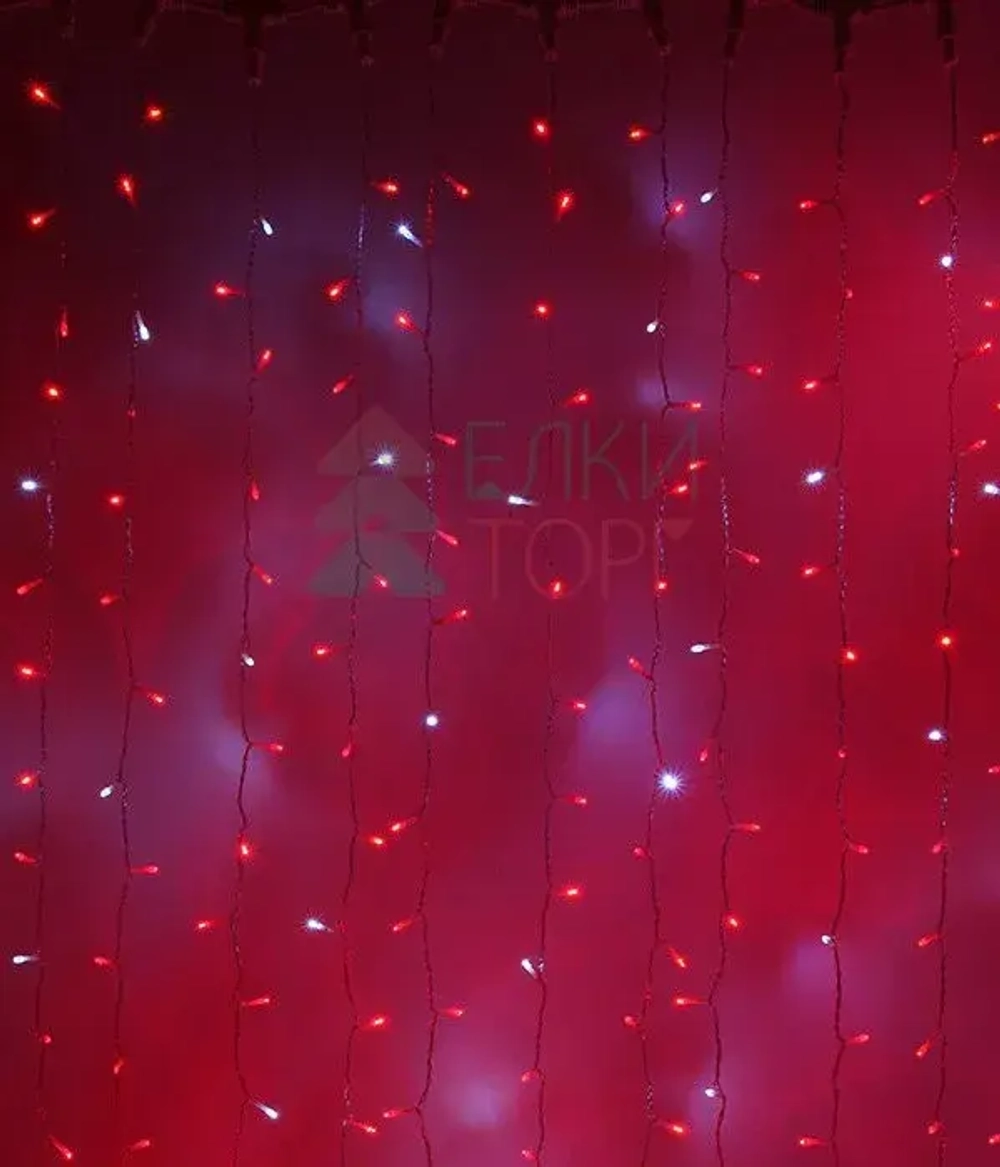 Светодиодный занавес с белым бликующим диодом 2*3 м, 220V., 600 красных LED ламп, прозрачный ПВХ, Beauty Led (PCL600BLW-10-2R)