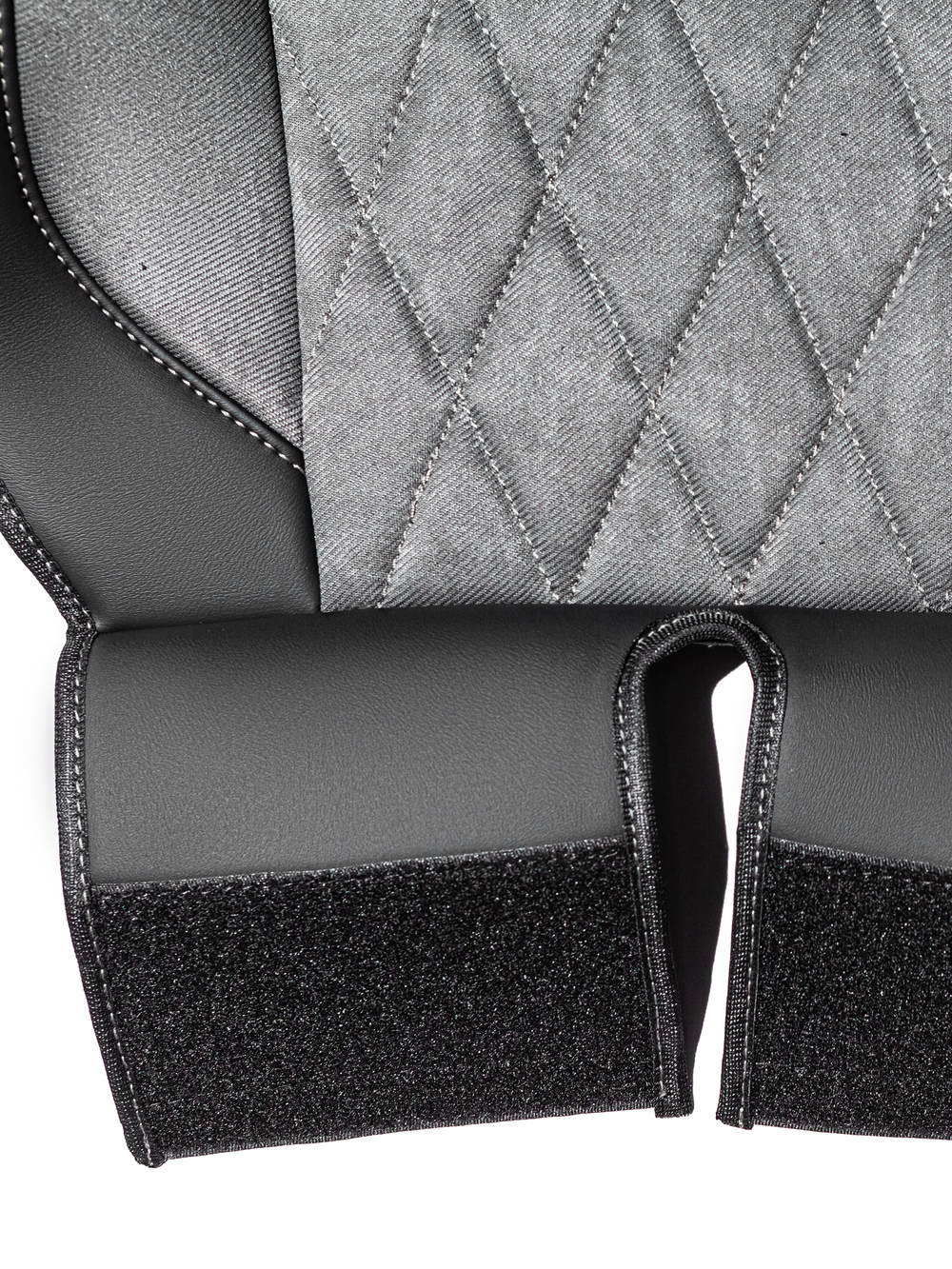 Чехлы Люкс Scania 5 серия 2 высоких сиденья (экокожа, черный, серая вставка)