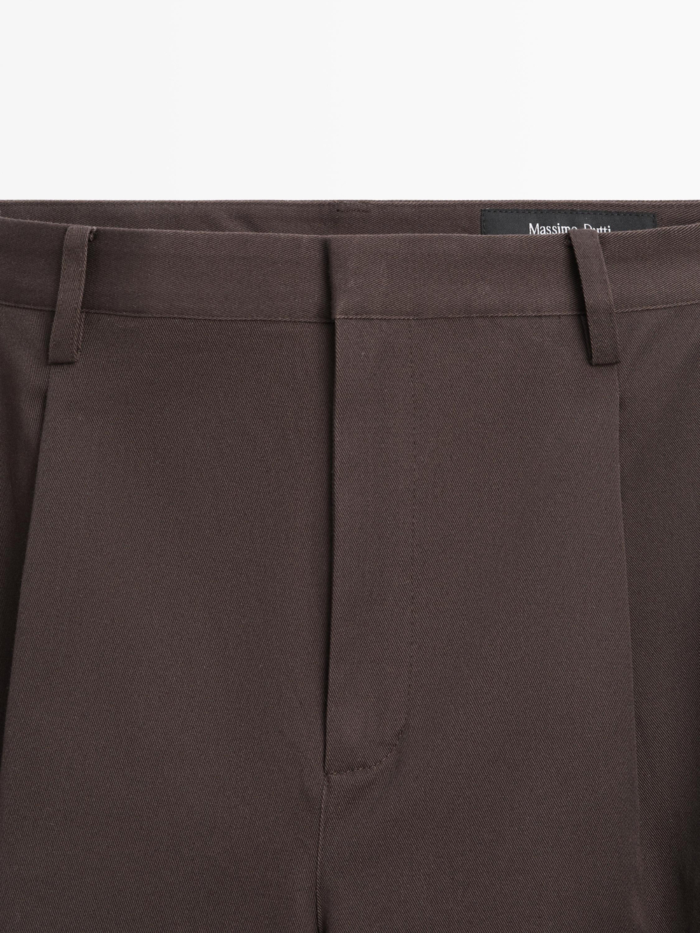 Massimo Dutti Хлопковые брюки с вытачками, шоколадный