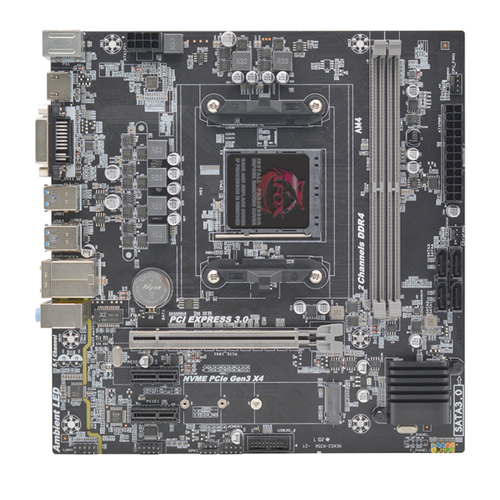 Материнская плата AFOX B450D4-MA-V4, SocketAM4, mATX, Retail, 2xDDR4, PCIe3.0, 1xM.2, GLAN, 6xUSB2, 4xUSB3, VGA, HDMI