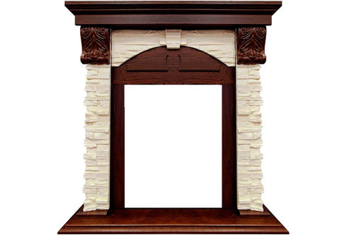 Каминокомплект Dublin (Разборный) - Орех каньон / Сланец  с очагом Aspen Gold