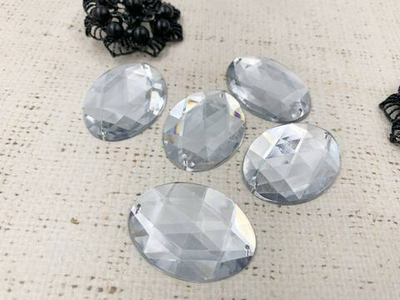 Стразы пришивные акрил, d 4х3 см, прозрачный