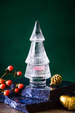 Подсвечник стеклянный с крышкой 15.8см Rasteli Рождественская Ель