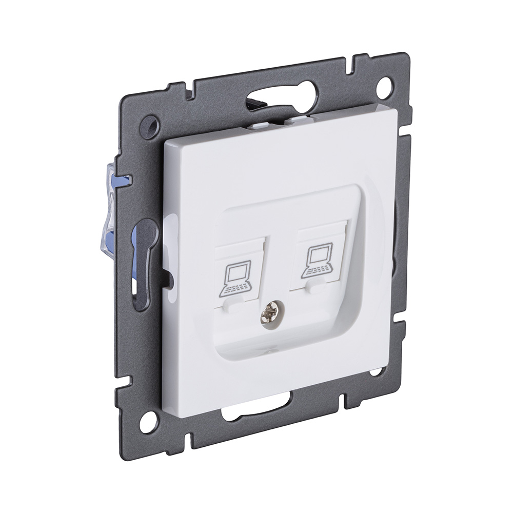 Розетка двойная Ethernet RJ45 Cat.6, белый Kollinger REA-019WH для Aspekt, Eleganz, Reflex