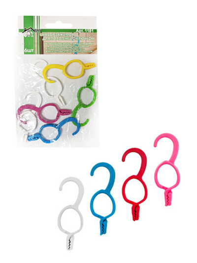 Набор зажимов для полотенец с крючком, 6 шт.