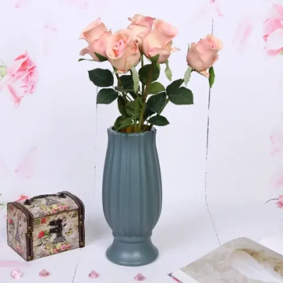 Ваза из пластика «Вивьен» 10*24см цвет серый