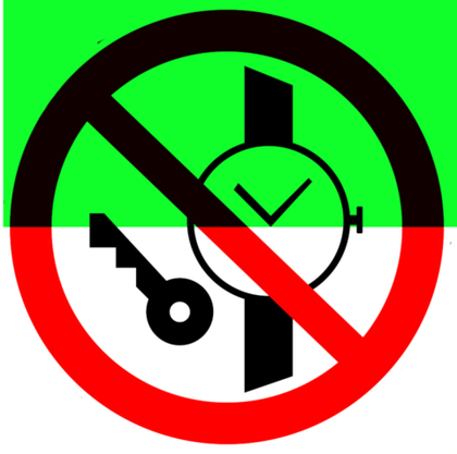 Р27 "Запрещается иметь при (на) себе металлические предметы (часы и т.п.)"