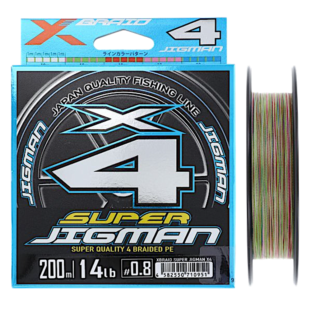 Шнур YGK X-Braid Super Jigman X4 200м Multicolor 1шт -